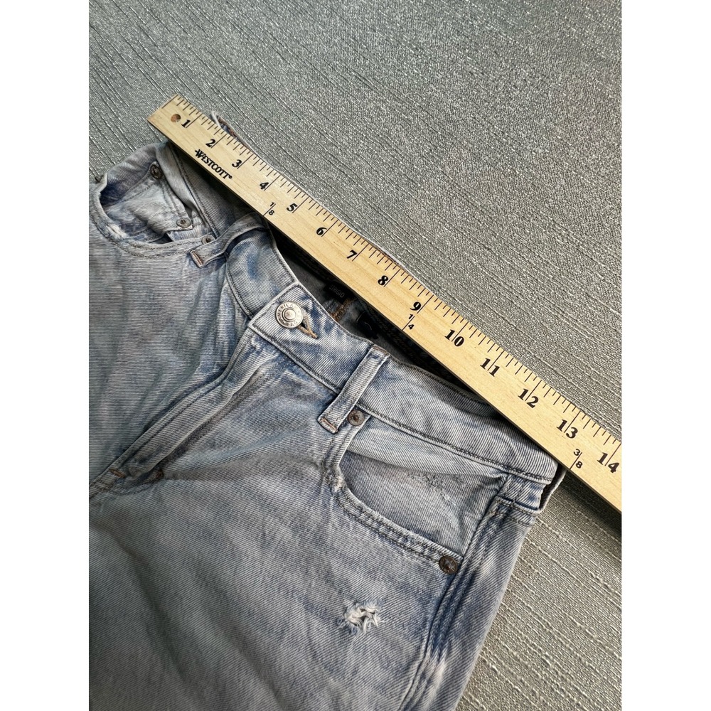 American Eagle Strigid Light Wash Distressed Wide Leg Jeans Women Size 27 - Picture 3 of 11
